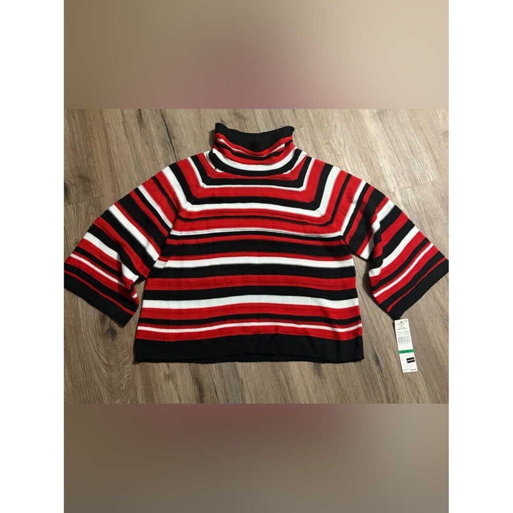 Ruby Rd. - Striped Turtleneck Sweater - Size Petite Large
